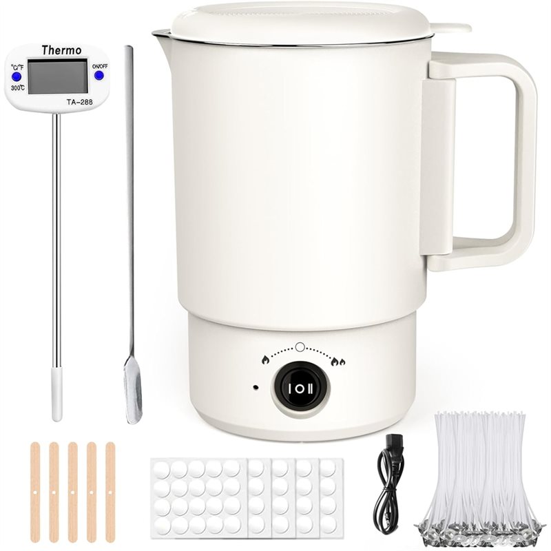Candle Making For Beginners - A47U 電気ワックス溶解ポットキット 温度計付き 800ML ワックスメルター キャンドル作り用、初心者向けDIY作成用品