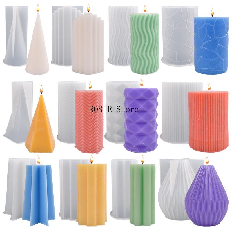 Candle Making For Beginners - シリンダーシリコーンキャンドルモールド DIY ストライプキャンドルディナーオーナメント作り石膏エポキシ樹脂金型家の装飾手作りギフト