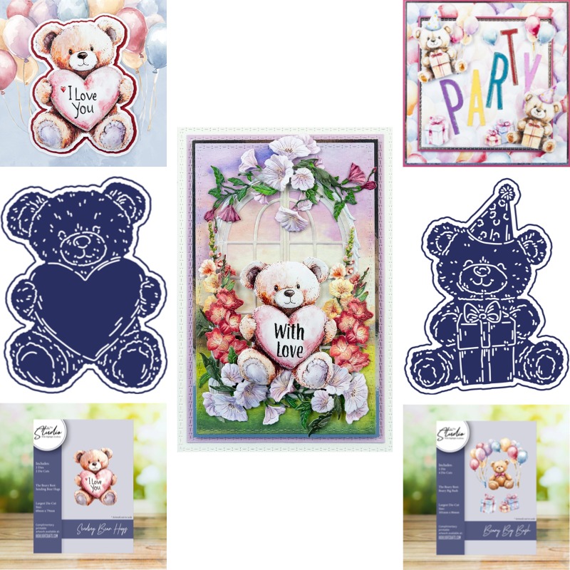 Candle Making Place - テディベアがギフトボックスに入っている金属製ダイカット型2026年新作DIYダイモールドスクラップブッキングペーパーメイキングカットクラフトビッグダイ