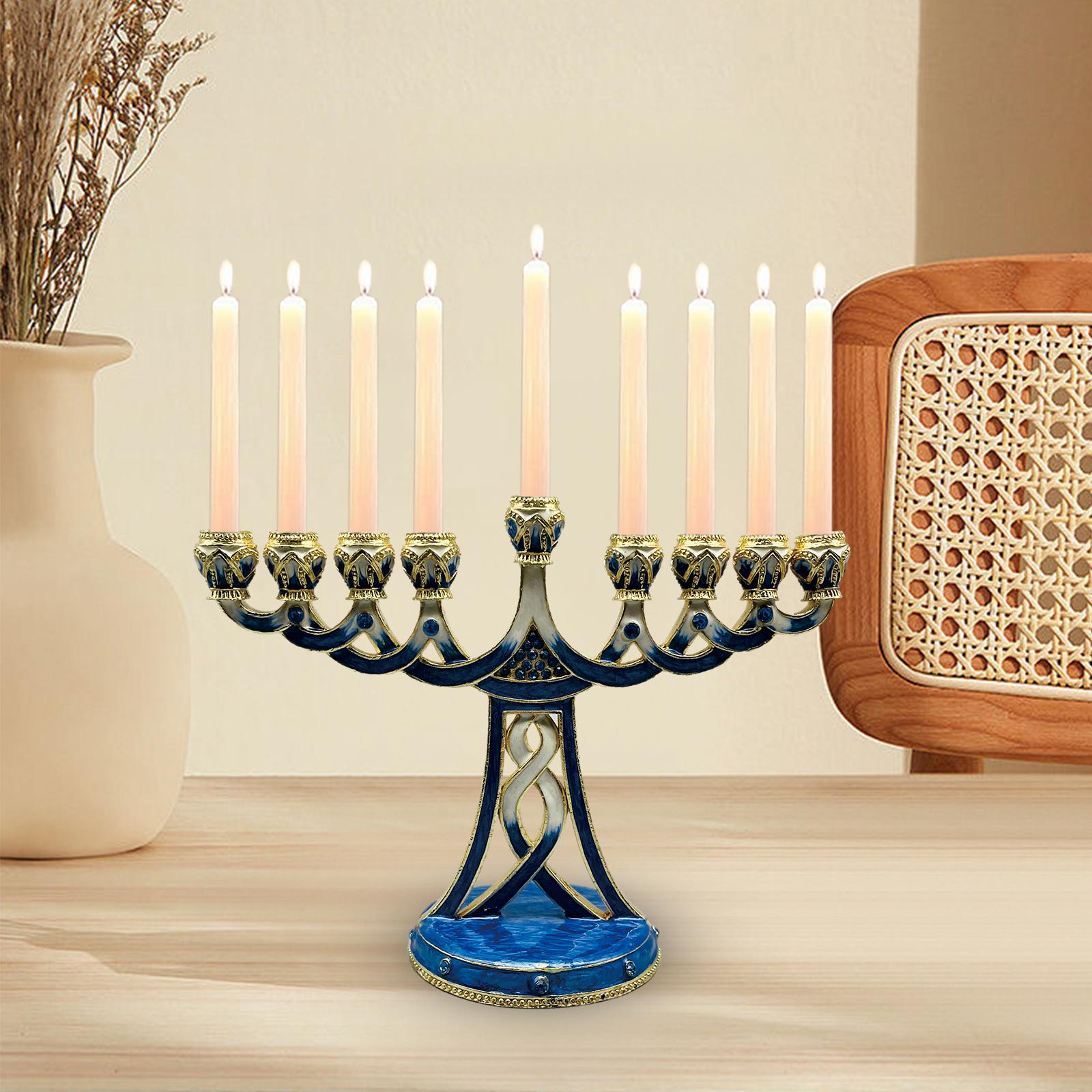 エナメル加工のメノラー型キャンドルホルダー、アンティーク調、 - Paraffin Candle Wax のレビューと価格