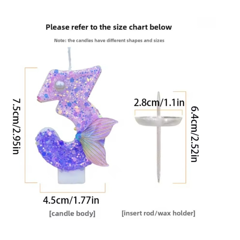 グリッターパープルグラデーションマーメイドテールナンバーキャ - Paraffin Candle Wax のレビューと価格