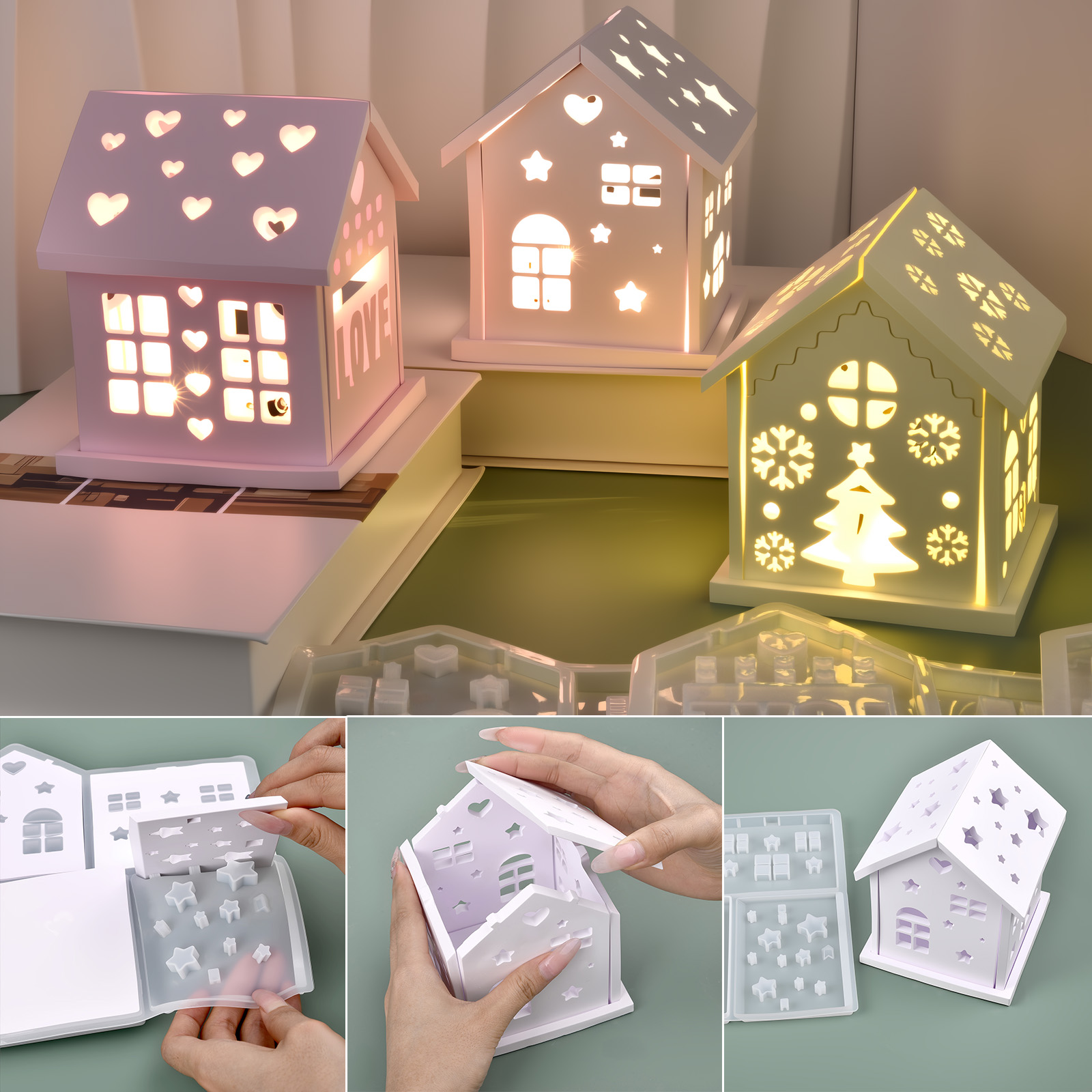 3Dハウスシリコンモールド DIY クリスマスツリー ラブス - Candle Making Tutorial のレビューと価格