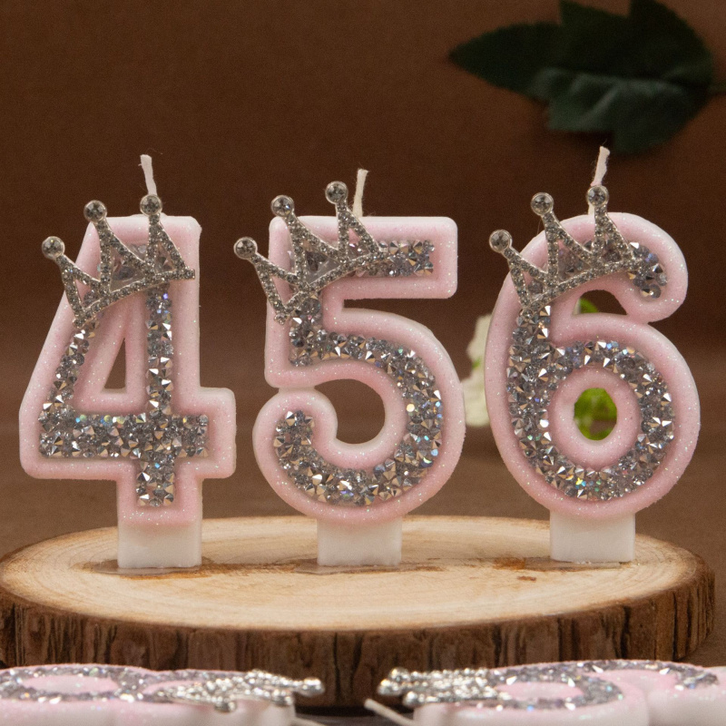 デジタルキャンドル 0-9 ピンクシルバーラインストーンクラ - Paraffin Candle Wax のレビューと価格