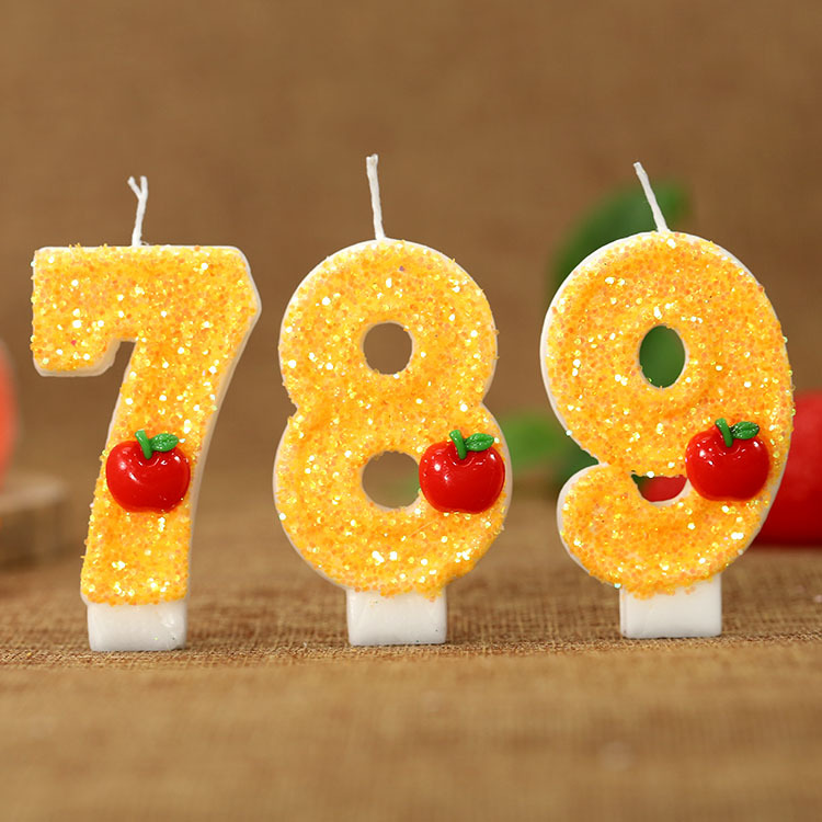 赤いリンゴの新鮮な黄色のデジタルバースデーキャンドル - パ - Paraffin Candle Wax のレビューと価格