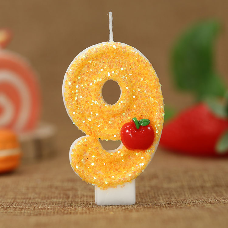 赤いリンゴの新鮮な黄色のデジタルバースデーキャンドル - パ - Paraffin Candle Wax のレビューと価格