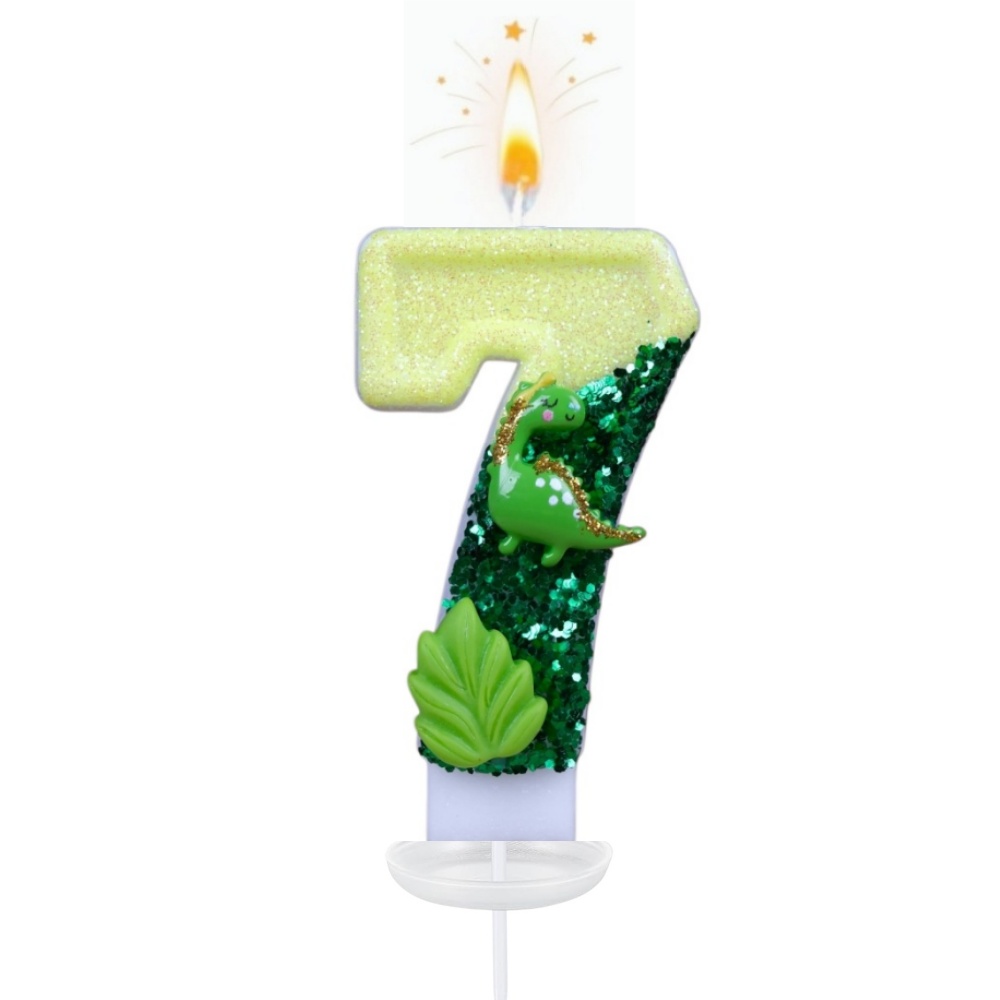 新しい0-9数字の誕生日キャンドル、オリジナルグリーン恐竜ワ - Paraffin Candle Wax のレビューと価格